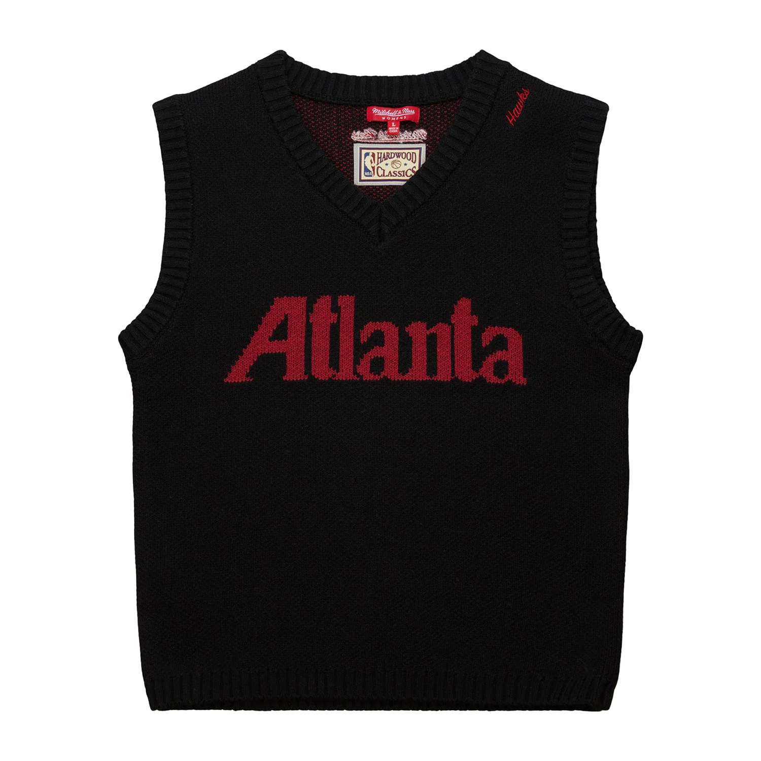 Women's M&N Hawks Crop Sweater Vest