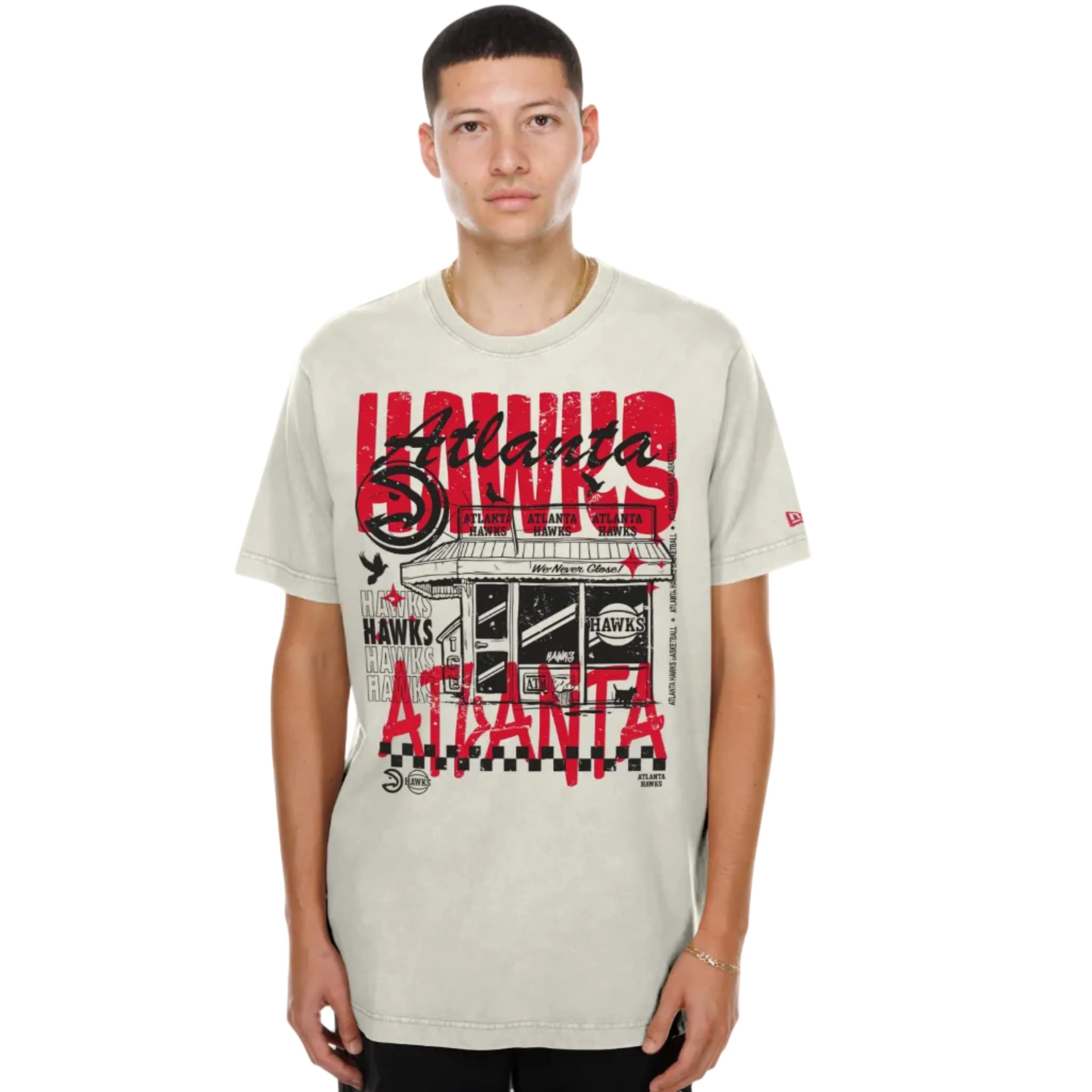 New Era Hawks Off White Graphic Tee 2 New Era Hawks Off White Graphic Tee