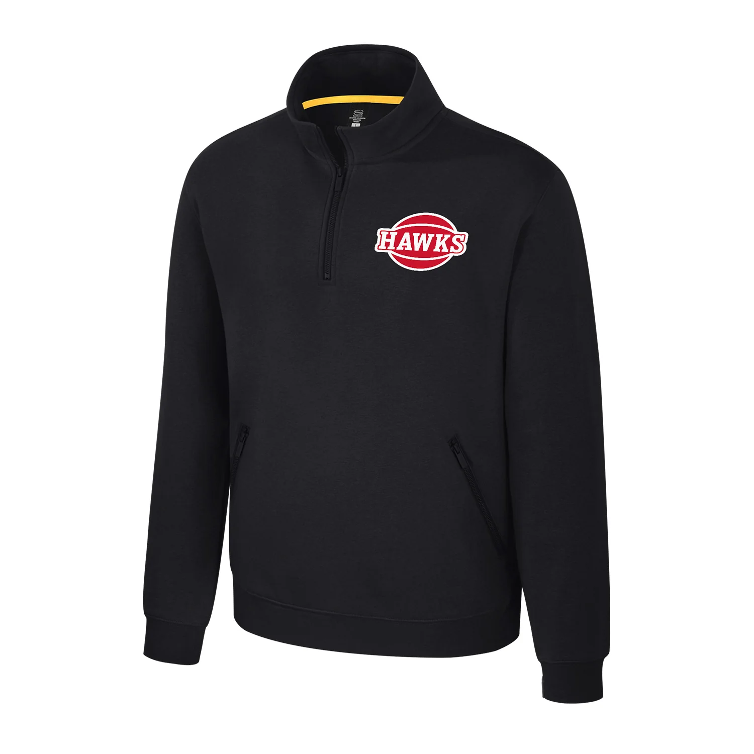 Stadium Essentials Hawks Black Varsity Manager 1/2 Zip Fleece Top